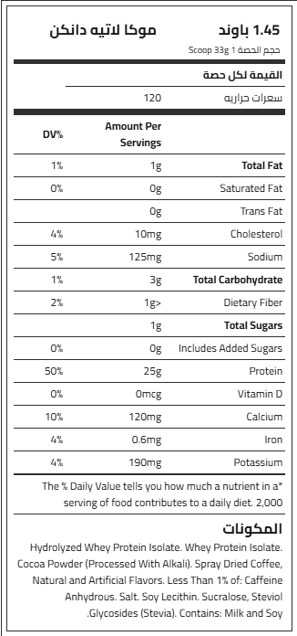 معلومات حول ديماتيز أيزو 100 بروتين, موكا لاتيه دانكن, 1.45 باوند